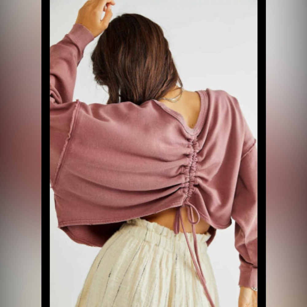 Free People Bae Pullover Dropped Shoulder Long Sleeve Oversized Gardenia Top